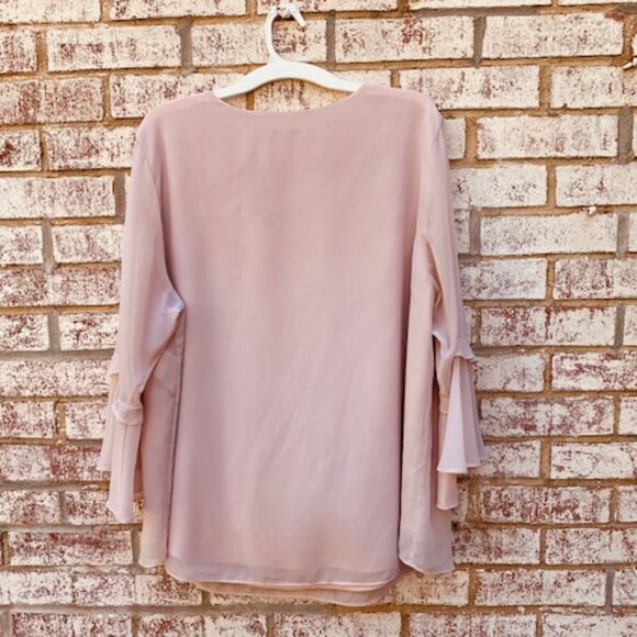 Calvin Klein Blush Pink Bell Sleeve Blouse - Picture 6 of 9